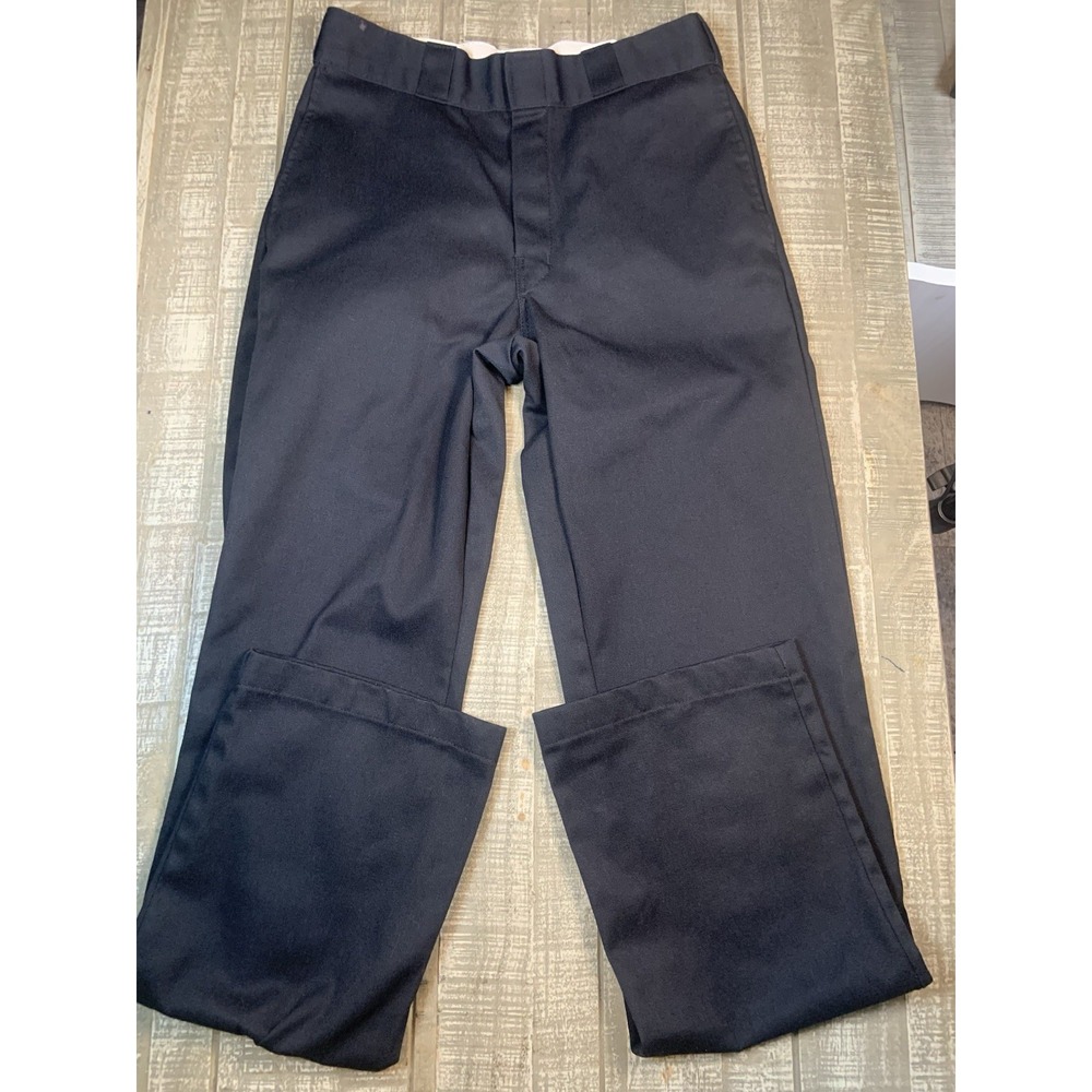 Dickies Work Pants Mens 30x34 Slim Straight Chino Black Workwear Slacks